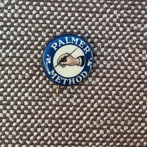 Vintage Palmer Method Handwriting Advertising Pin Brooch Button - Cedar Rapids,